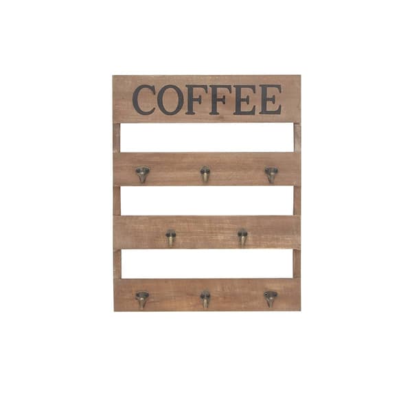 9th & Pike&#174; Wood Coffee Wall Storage Shelf with Iron Hooks