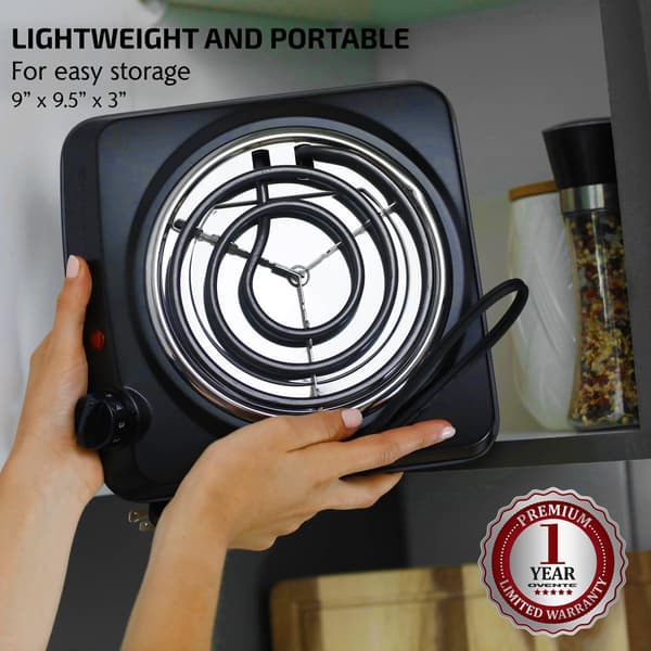 Ovente Electric Single Coil Burner 6in. Hot Plate Cooktop - Black