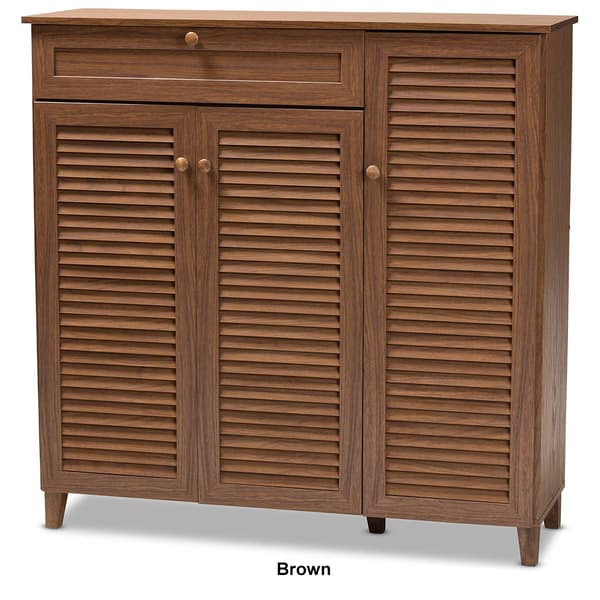 Baxton Studio Coolidge 11 Shelf Wooden Shoe Storage Cabinet