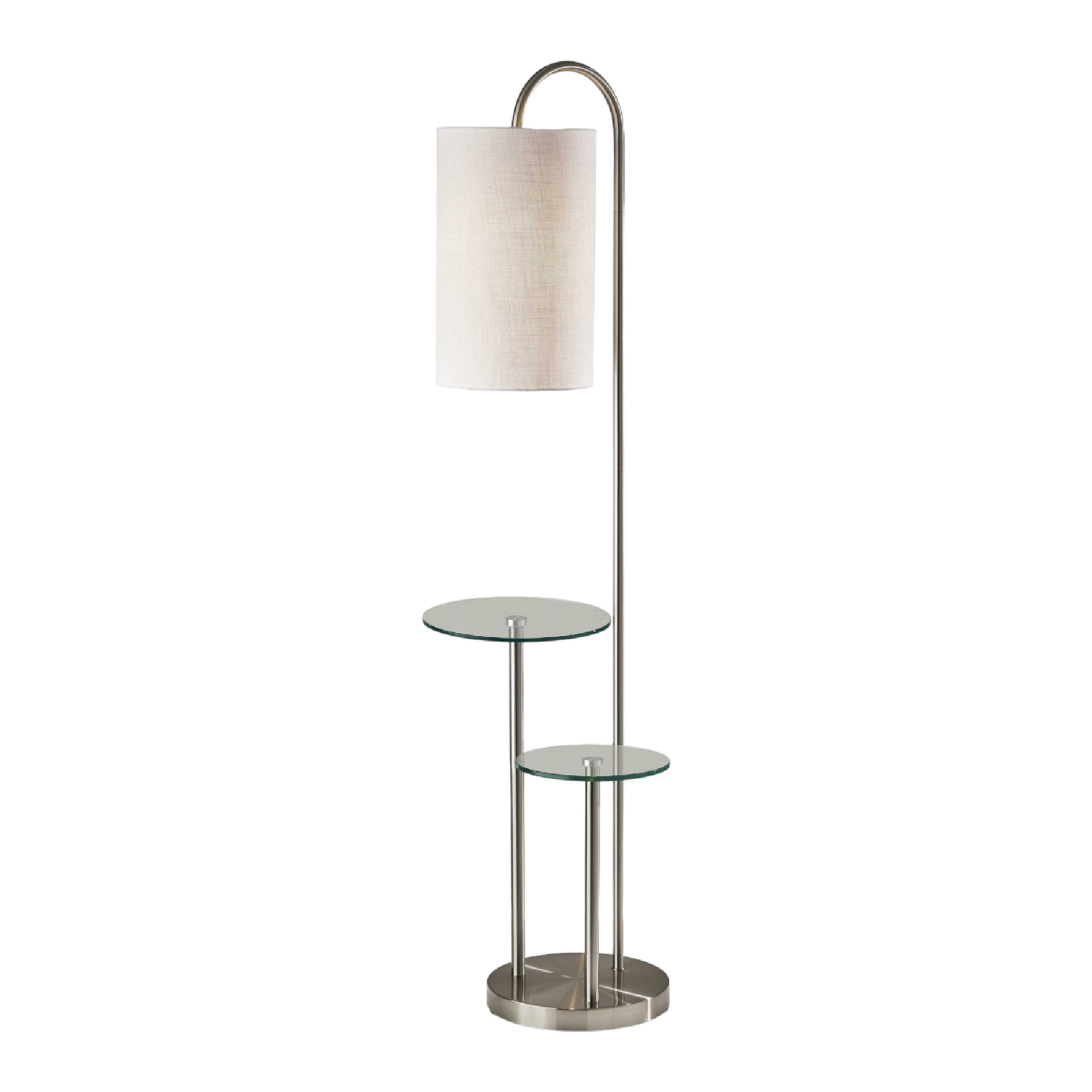 HomeRoots 66 Silver Tray Table Floor Lamp With White Fabric Dru
