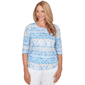 Womens Alfred Dunner Classics 3/4 Sleeve Side Tie Ikat Blouse - image 1