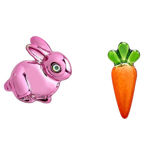Betsey Johnson Spring Bunny & Carrot Mismatch Stud Earrings - image 