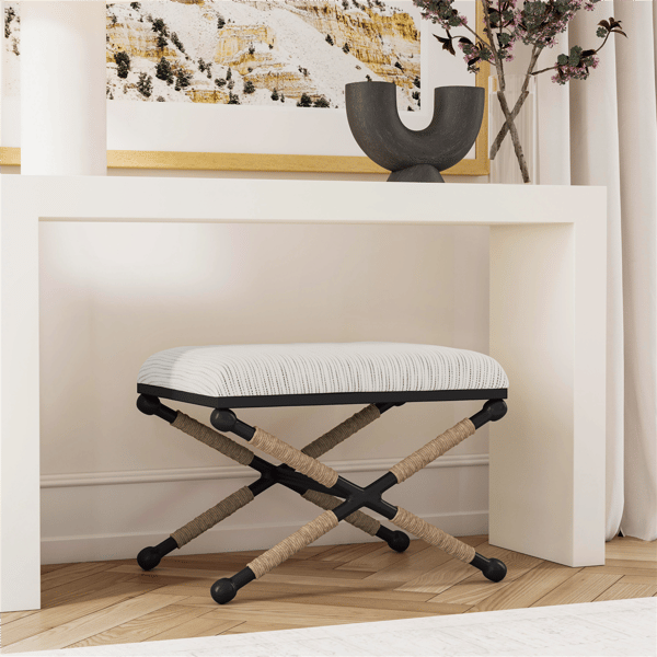 Linon Home Decor Ashburn Campaign Accent Striped Stool