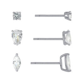 Athra 3pc. Sterling Silver Cubic Zirconia Stud Earring Set