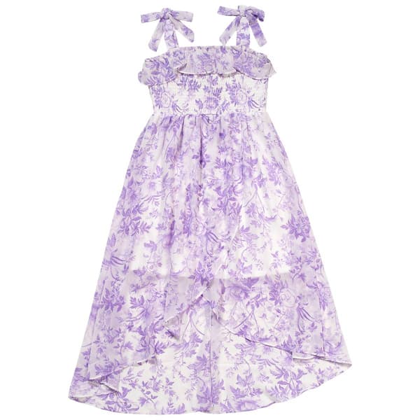 Girls (7-14) Rare Editions Bow Strap Hi Lo Floral Dress