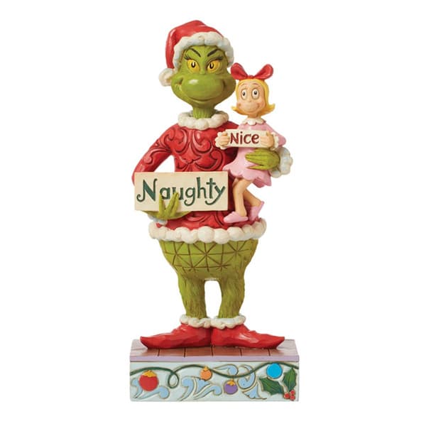 Jim Shore Grinch & Cindy Hold Sign Christmas Figurine - image 