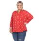 Plus Size White Mark Pleated Long Sleeve Leaf  Blouse - image 7