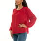 Womens Zac & Rachel Long Sleeve Round Neck Stud Blouse - image 3