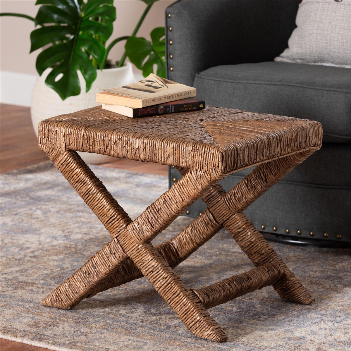bali & pari Alda Woven Seagrass Ottoman