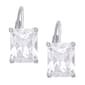 Sterling Silver Emerald Cut Cubic Zirconia Lever Back Earrings - image 1