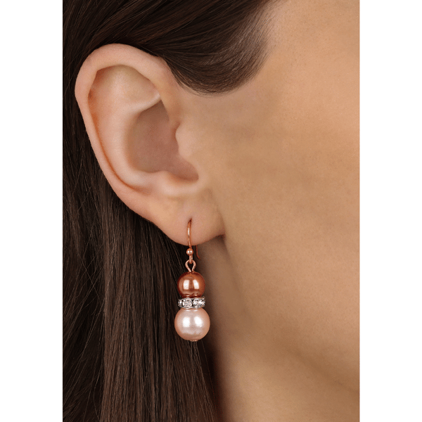 1928 Copper-Tone Multi-Color Faux Pearl Bead Drop Earrings