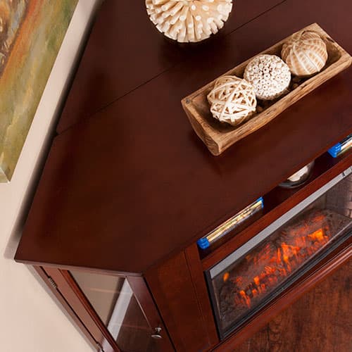 Southern Enterprises Warm Cherry Media Electric Fireplace