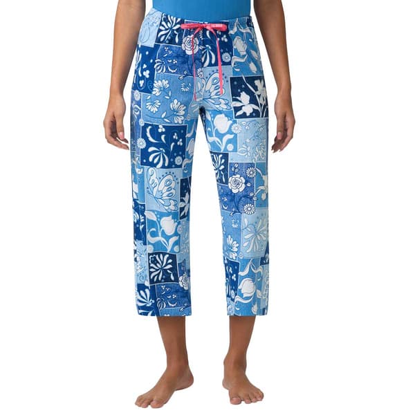 Womens HUE(R) Butterfly and Floral Patchwork Pajama Capris - image 