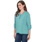 Womens Ruby Rd. Renaissance Romance 3/4 Sleeve V Neck Tee - image 3
