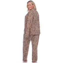 Plus Size White Mark Leopard Long Sleeve Pajama Set