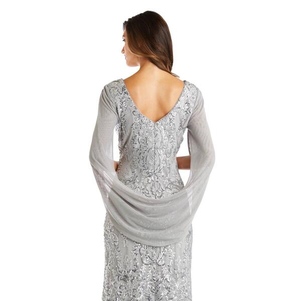 Womens R&amp;M Richards Beaded Lace Gown