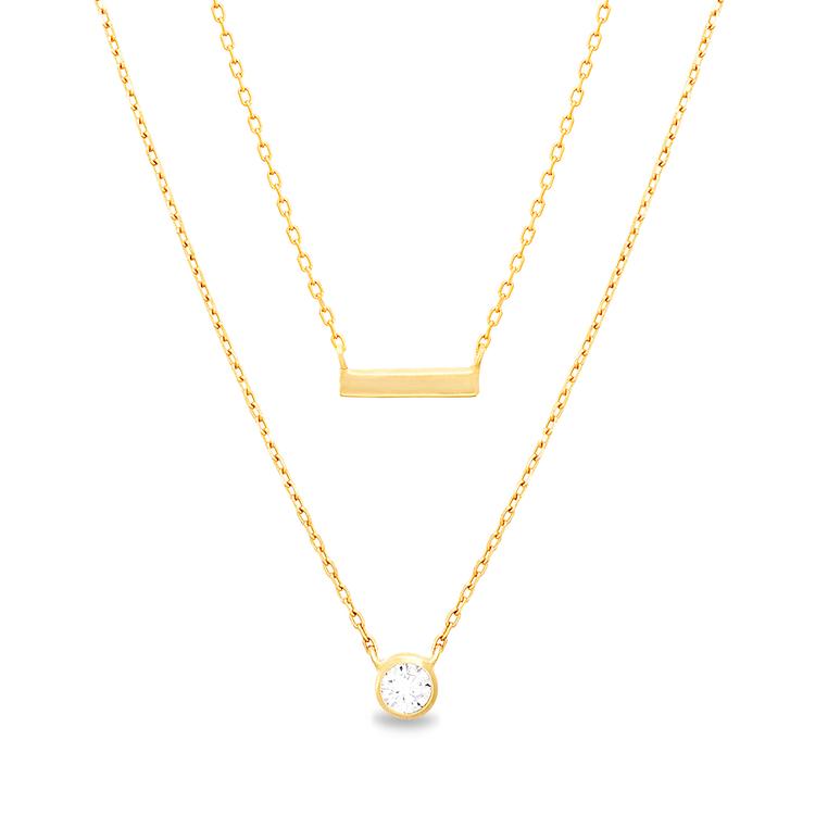 Bar CZ D/C Cable Necklace