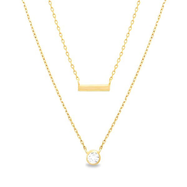 Bar CZ D/C Cable Necklace - image 