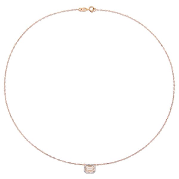 Gemstone Classics&#8482; 14kt. Rose Gold Floating Halo Necklace