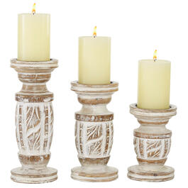 9th & Pike&#40;R&#41; Farmhouse-Style Wooden Candle Holders - Set of 3
