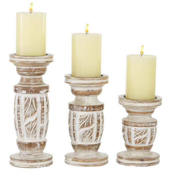 9th & Pike&#40;R&#41; Farmhouse-Style Wooden Candle Holders - Set of 3 - image 