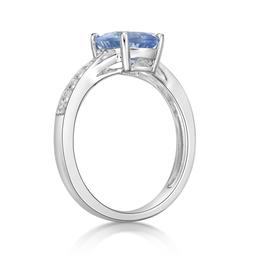 Sterling Silver Ring w/ Created Aquamarine & White Topaz Gemstone