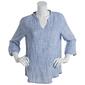 Womens Erika 3/4 Sleeve Pinstripe Split Neck Tunic - image 1