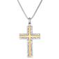 Mens Lynx Damascus Steel 24in. Gold-Tone IP Cross Chain Pendant - image 1