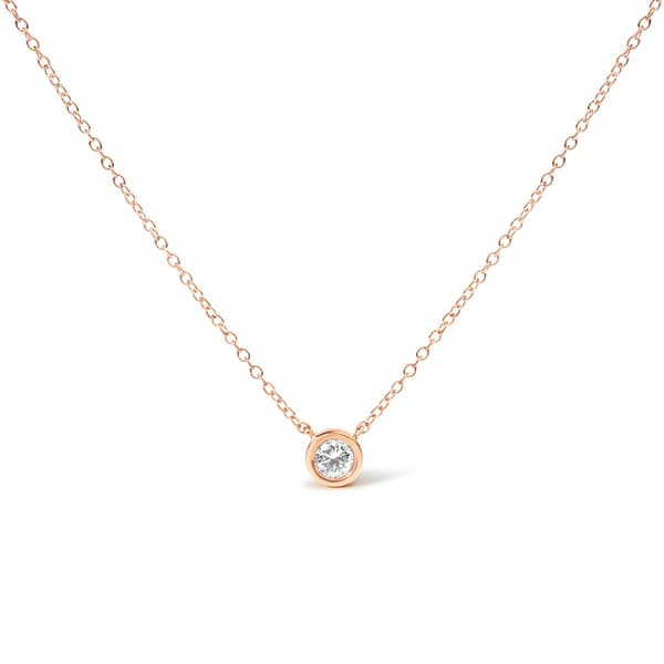 Haus of Brilliance 10kt. Rose Gold 1/5ctw. Diamond Round Pendant