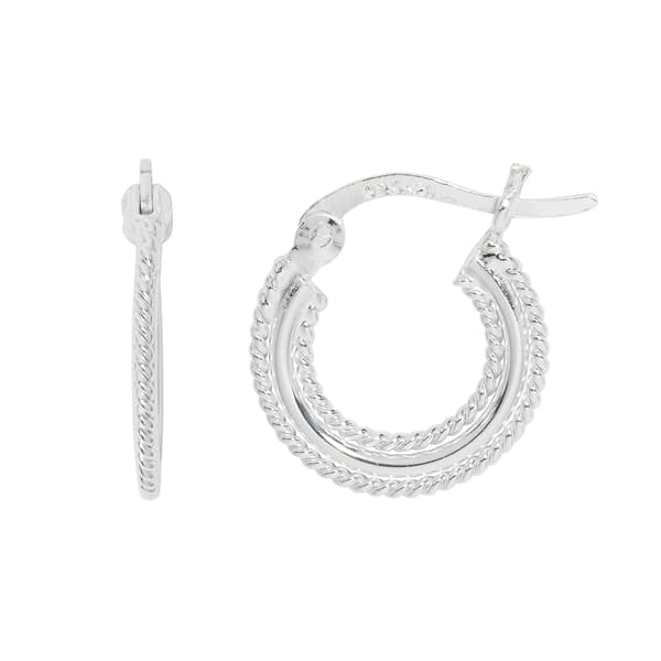 Danecraft 24kt. Gold Over Sterling Silver Flat Baby Hoop Earrings - image 
