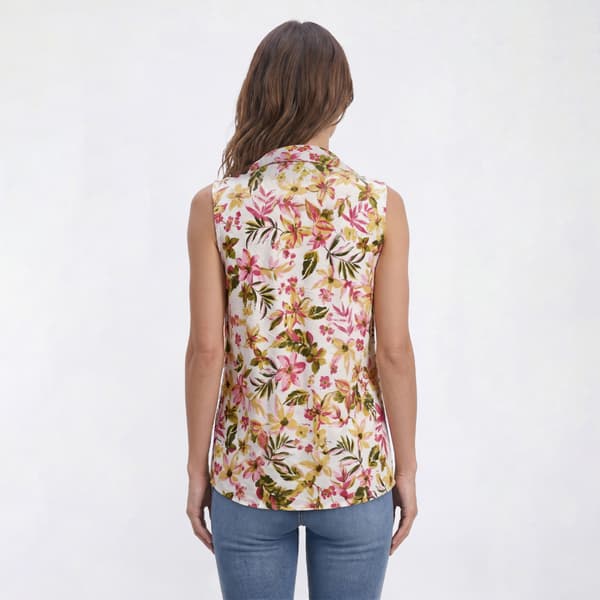 Petite Emily Daniels Sleeveless Floral Jacquard Blouse
