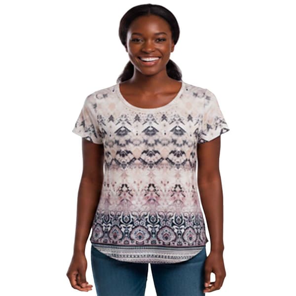 Womens OneWorld Sublimation Tribal Border Hem Abstract Tee - image 