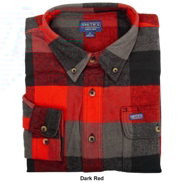 Mens Smith''s Long Sleeve Buffalo Plaid Flannel Shirt