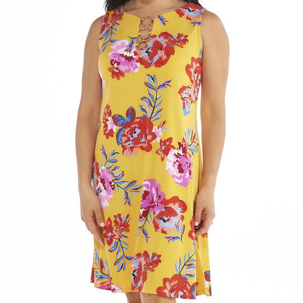 Petite MSK Sleeveless Floral 3-Ring Shift Dress