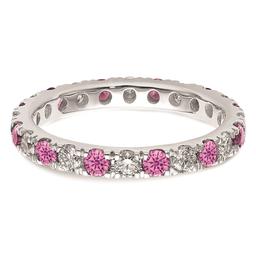 Pure Fire 14kt. White Gold Lab Created Pink Sapphire Band