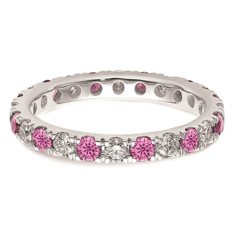 Pure Fire 14kt. White Gold Lab Created Pink Sapphire Band