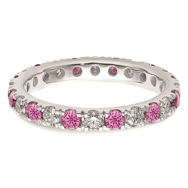 Pure Fire 14kt. White Gold Lab Created Pink Sapphire Band
