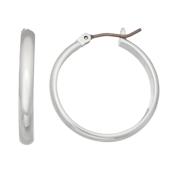 Nine West Silver-Tone 25mm Medium Smooth Hoop Earrings - image 