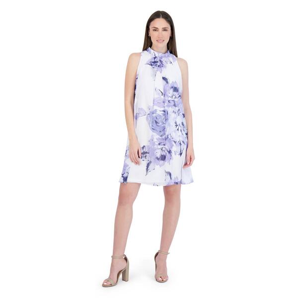 Womens Robbie Bee Sleeveless Mock Neck Chiffon Dress - image 