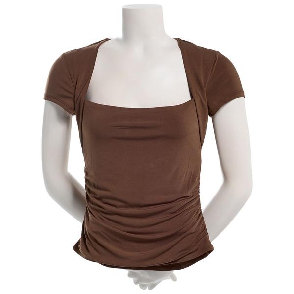 Juniors Madden Girl Faux Shrug Side Ruch Cap Sleeve Top - image 