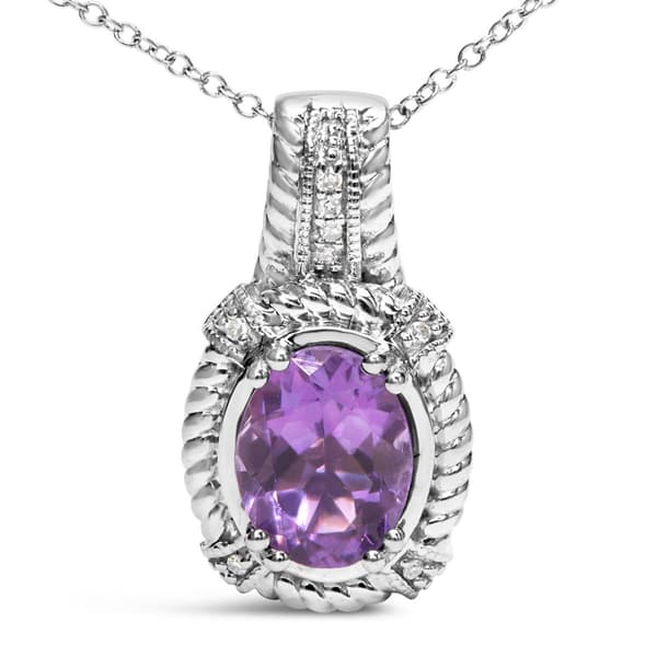 Haus of Brilliance Sterling Silver Purple Amethyst Drop Pendant