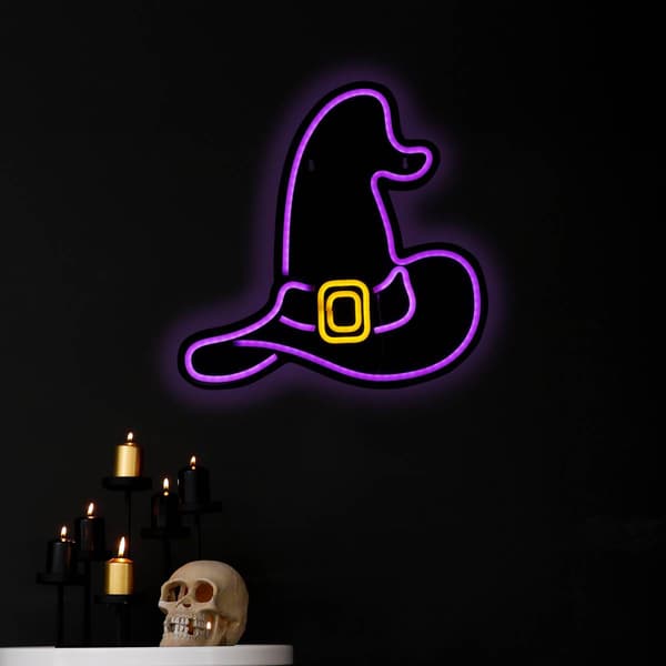 Northlight Seasonal 15in. LED Neon Witch Hat Window Silhouette