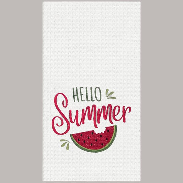 Hello Summer Watermelon Waffle Weave Kitchen Towel - image 