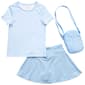 Girls (7-14) Yogalicious(R) 3pc. Short Sleeve Striped Tee w/ Skort - image 1