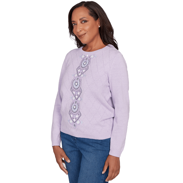 Petites Alfred Dunner Hilton Head Center Embroidery Accent Sweat