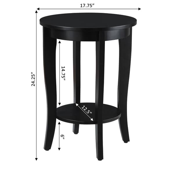 Convenience Concepts American Heritage Round End Table with Shelf