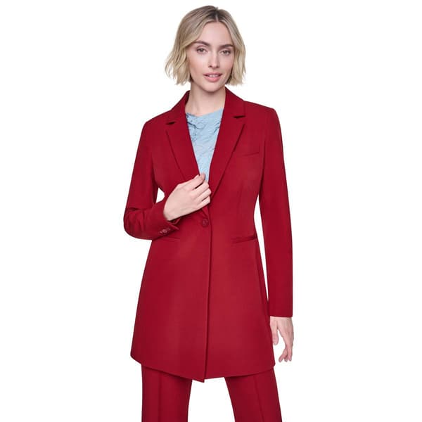 Womens DKNY Long Sleeve One Button Long Jacket