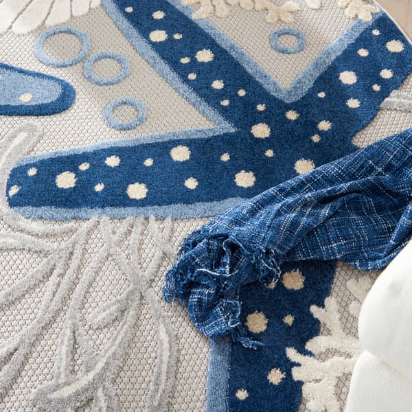Nourison Aloha Starfish Print Indoor/Outdoor Round Rug