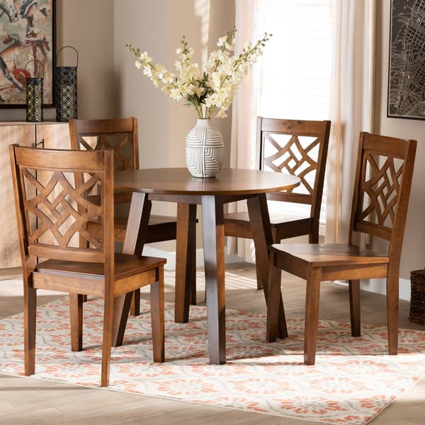 Baxton Studio Rava Walnut Brown Finished Wood 5pc. Dining Set