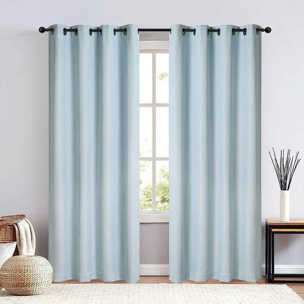 Sunshield Linen Blend100% Blackout Grommet Curtains - image 